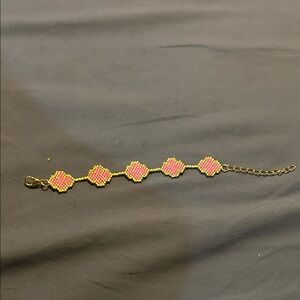Pink and Gold Beaded Bracelet